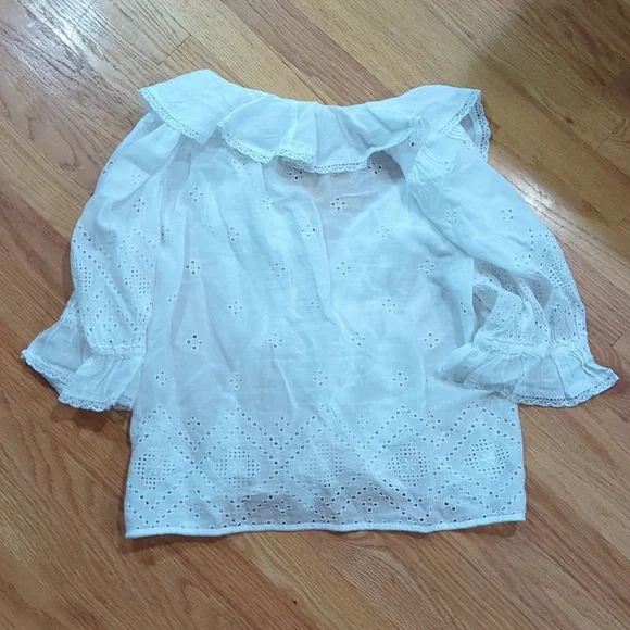 Madewell Ruffled Puff-Sleeve Top White - Picture 4 of 4